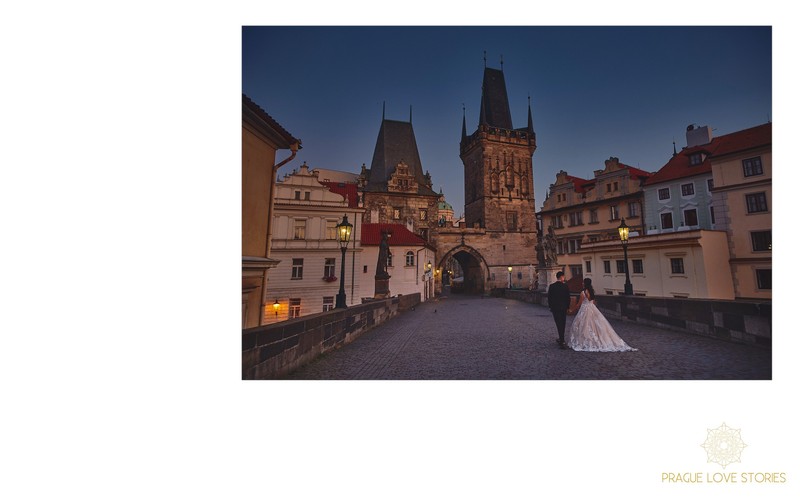 Walking on the Charles Bridge at night