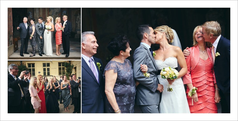 bride, groom parents and the kiss - Vrtba garden wedding