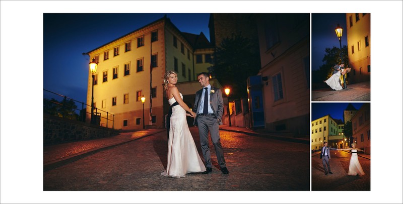 Sexy newlyweds enjoying their evening at Prague Castle