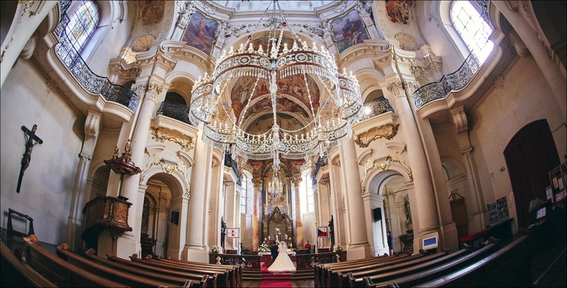 wide angle interior image St. Nicholas Church Prague