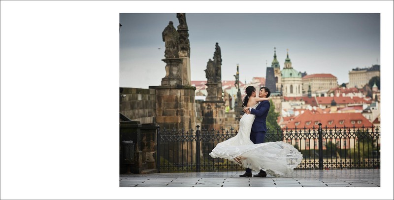 Singapore Groom Spinning his Bride in Prague