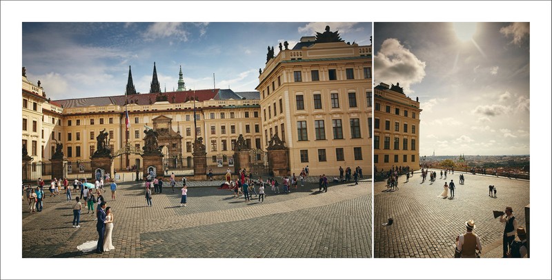 Singapore Couple Enjoying sights & sounds Prague Castle