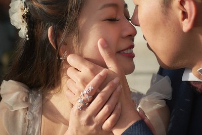 Beautiful Bride Lovingly Caressed Prague Wedding