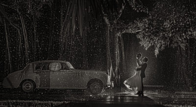 Ringling Museum Rain Wedding Photograph at Night