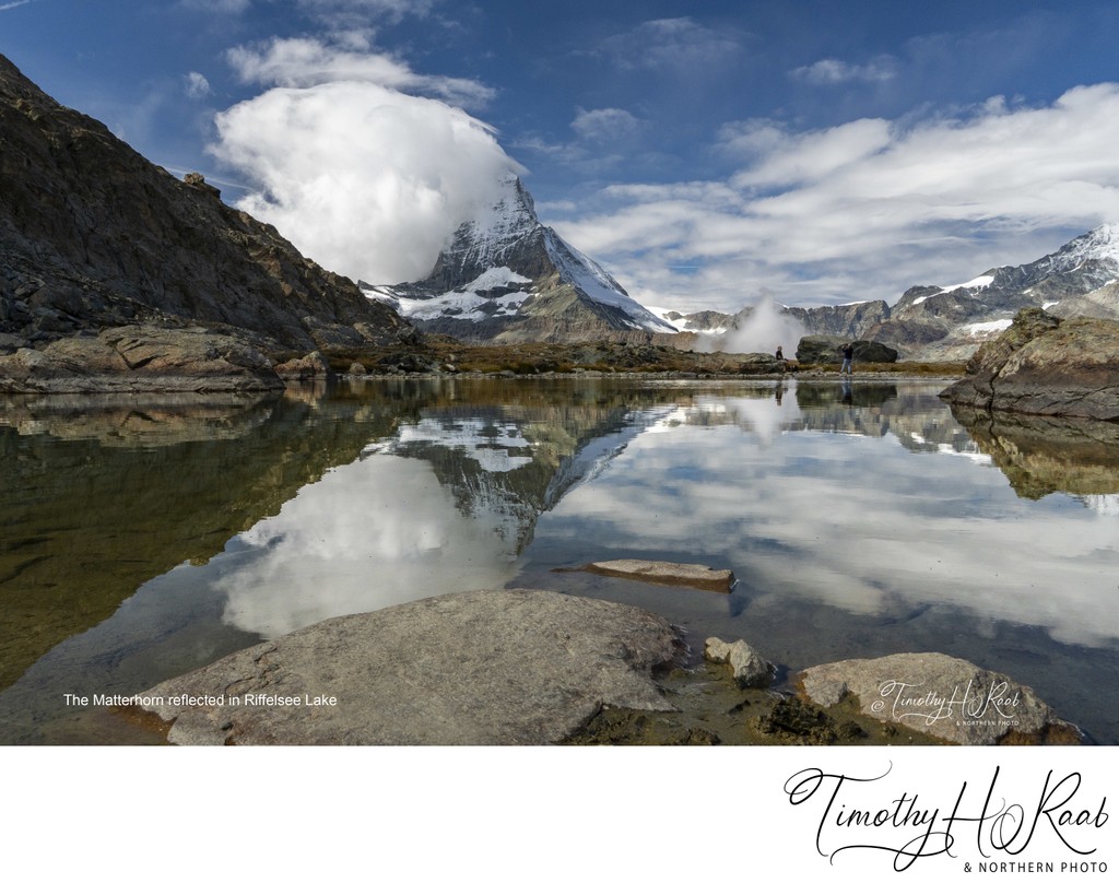 Riffelsee Lake reflecting the Matterhorn