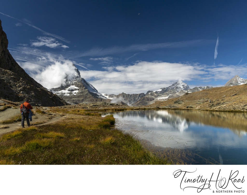 Riffelsee Lake reflecting the Matterhorn