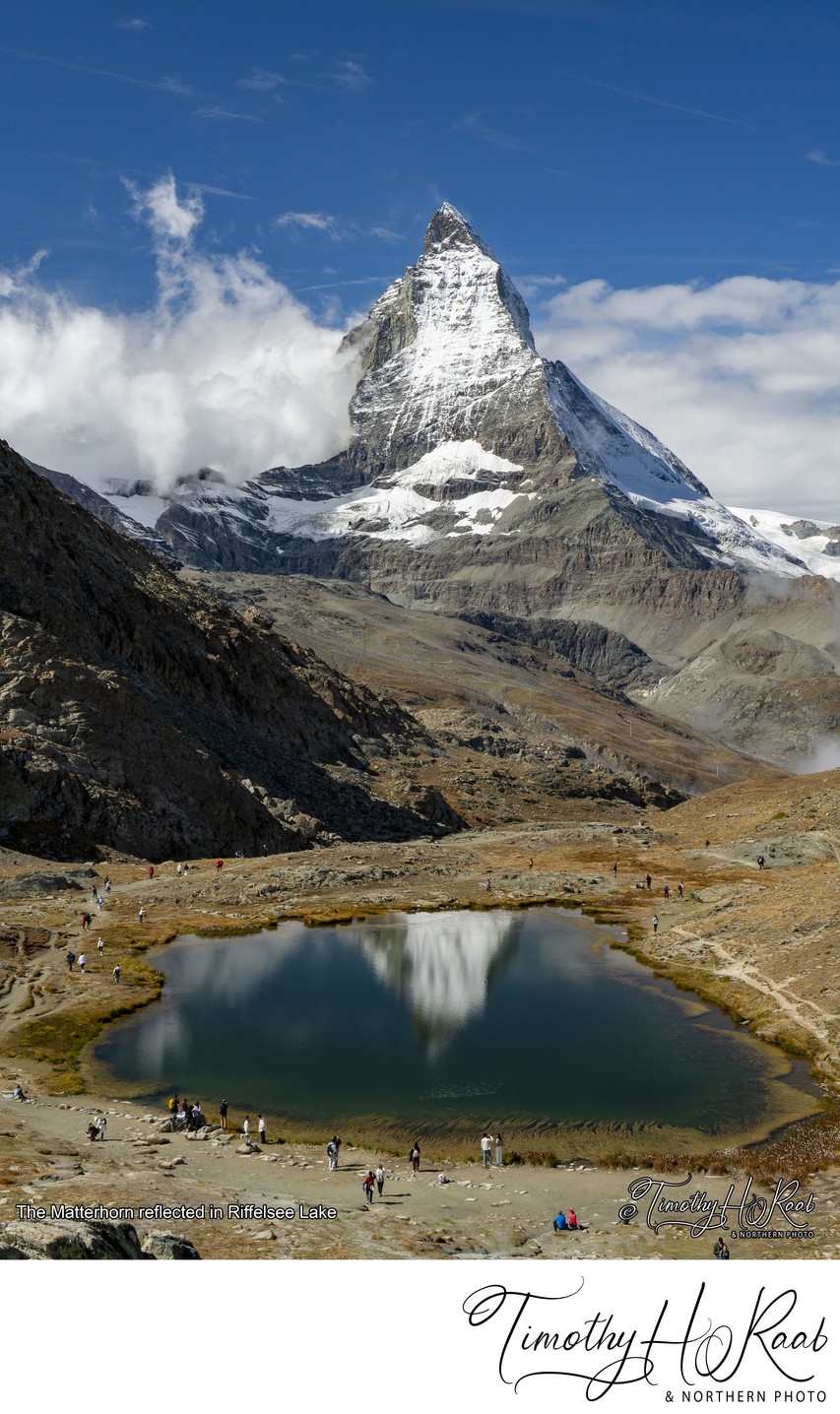 Riffelsee Lake reflecting the Matterhorn