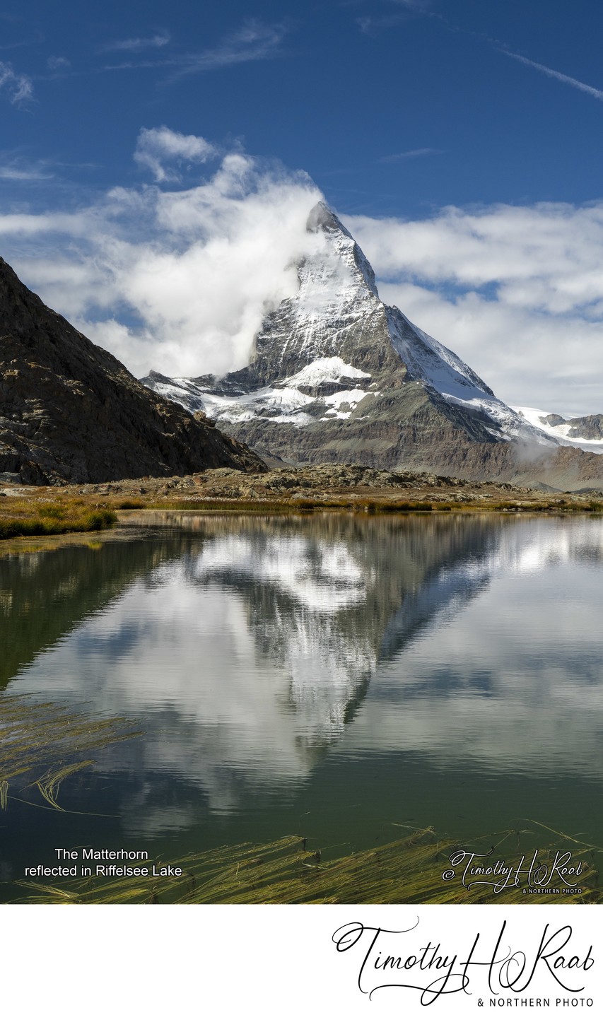 Riffelsee Lake reflecting the Matterhorn