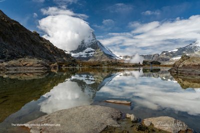 Riffelsee Lake reflecting the Matterhorn