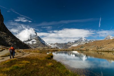 Riffelsee Lake reflecting the Matterhorn