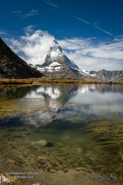 Riffelsee Lake reflecting the Matterhorn
