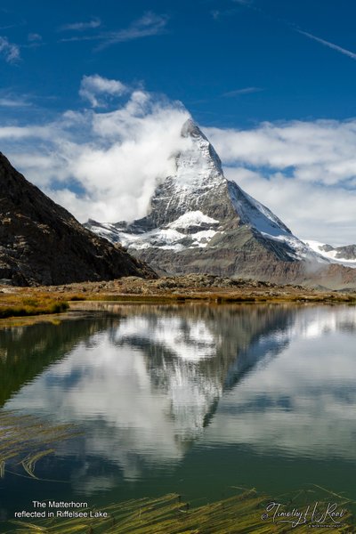 Riffelsee Lake reflecting the Matterhorn