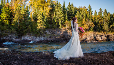 Lake Superior Bridal Portrait Blue Fin Resort Tofte MN