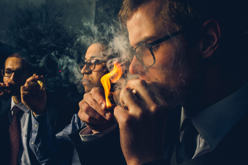 Cigar Smoking Groom and Groomsmen