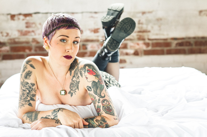Tattooed Boudoir in Army Boots