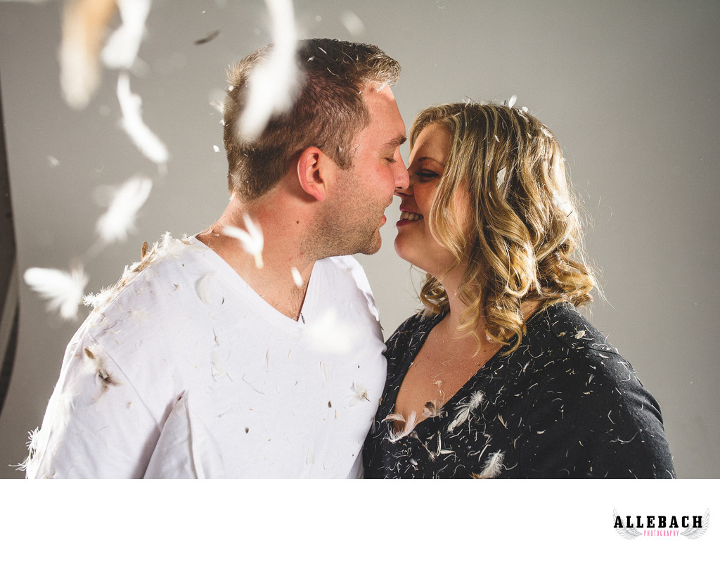 Pillow Fight Engagement Pictures