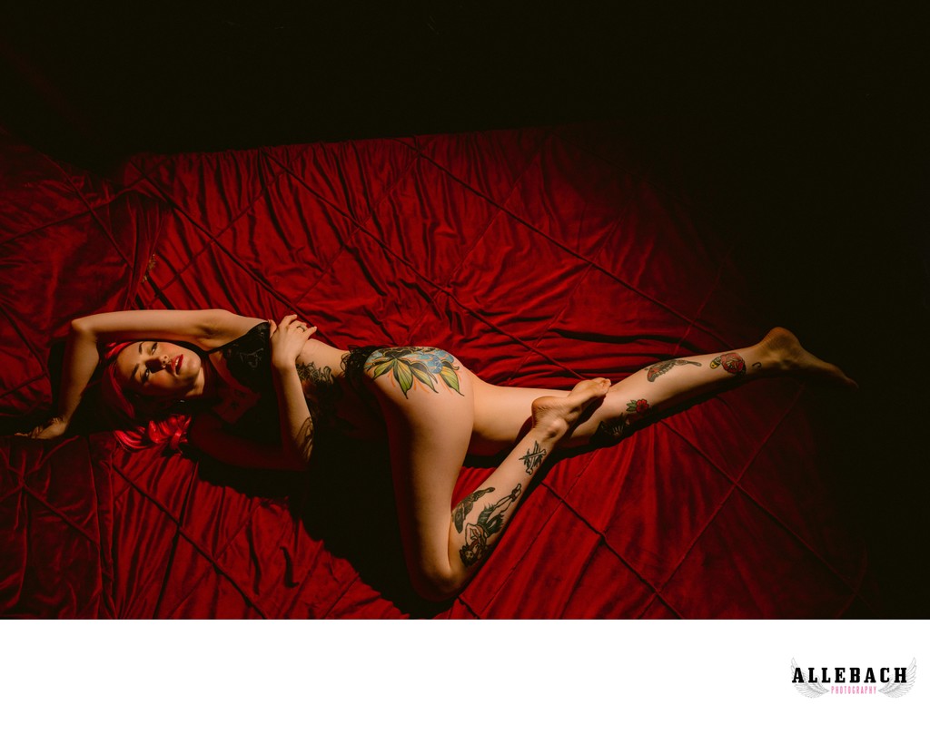 Vintage Boudoir pose with Tattoos