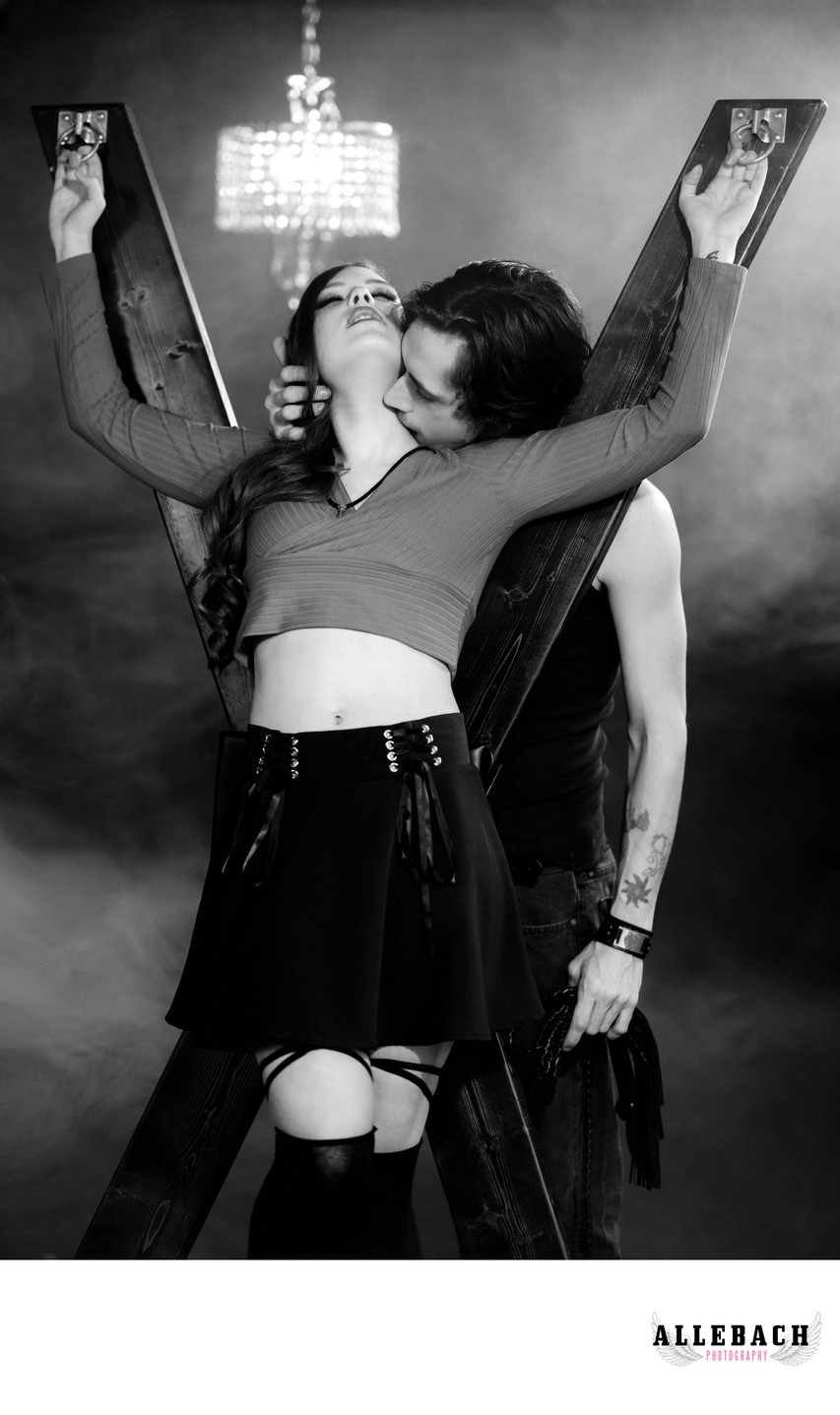 Kiss on the St Andrews Cross in our Photo Studio