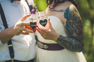 Wedding Bride and Groom Mason Jars