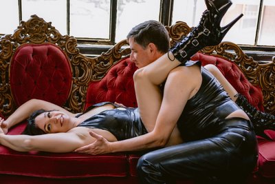 Leather Outfits for Couples Boudoir