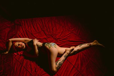 Vintage Boudoir pose with Tattoos