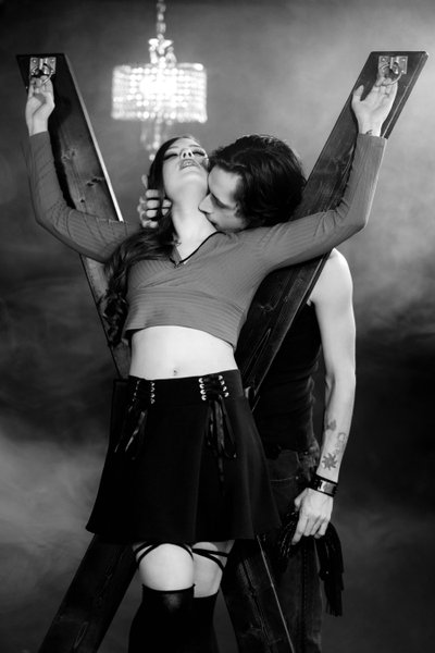 Kiss on the St Andrews Cross in our Photo Studio