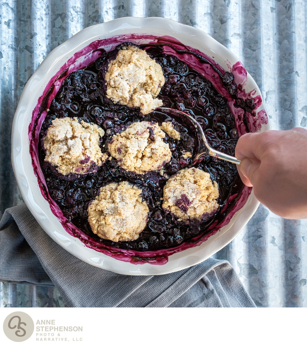 Hot Gluten Free Blueberry Cobbler with Biscuits