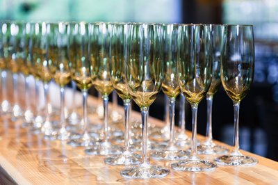 Rows of champagne flutes