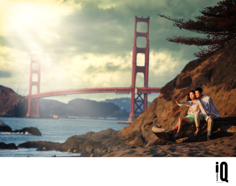 Baker Beach engagement portrait