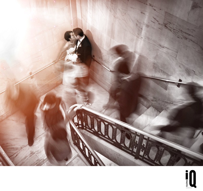 sf city hall stairs wedding photo