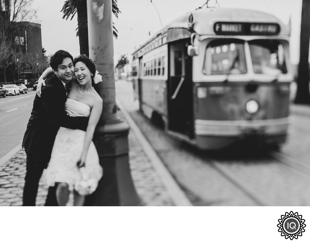 Bride and Groom with Cable Car