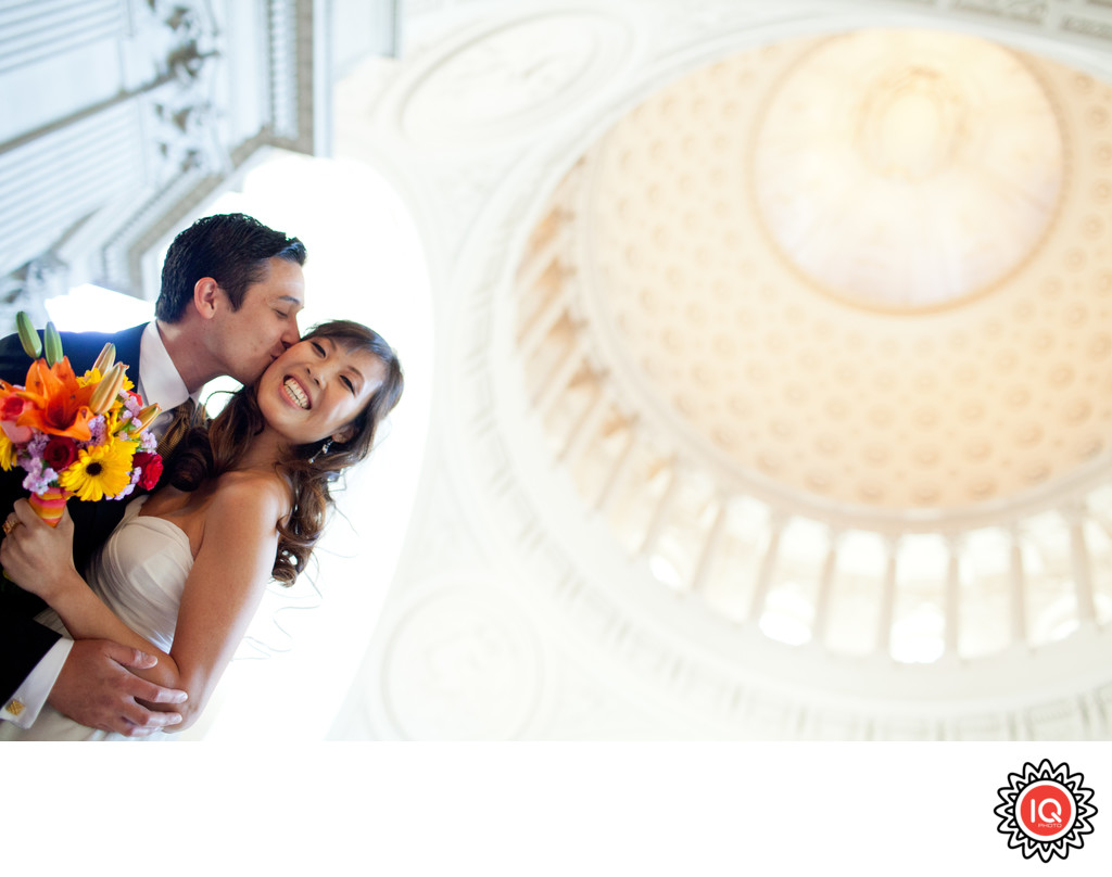 Kissing under SF City Hall Dome