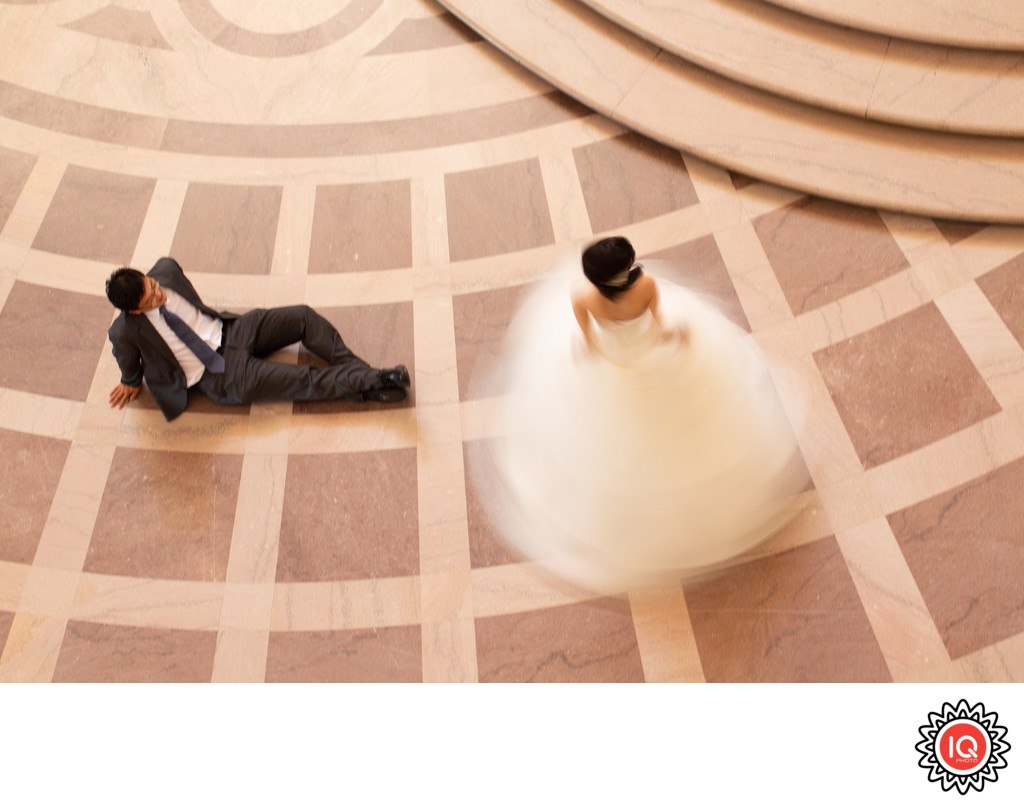 Bride twirling at SF City Hall