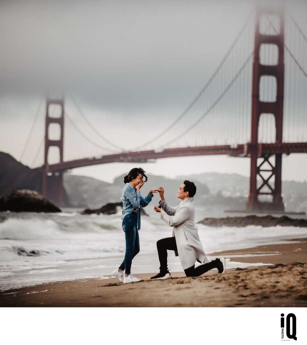 Baker Beach Proposal with Golden Gate Bridge
