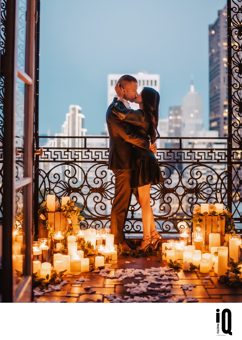 balcony candle lit marriage proposal