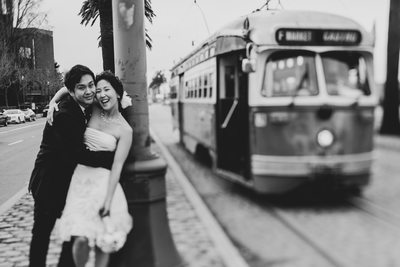 Bride and Groom with Cable Car