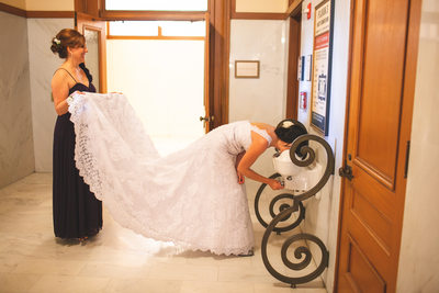 Bride and maid of honor at SF City Hall