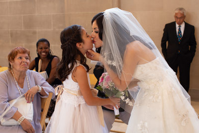 Bride and flower girl at SF City Hall