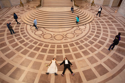 Bride and groom on the floor