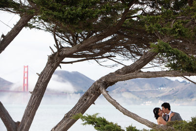 Bride and Groom at Golden Gate Bridge