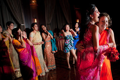 Bouquet Toss at an Indian Wedding