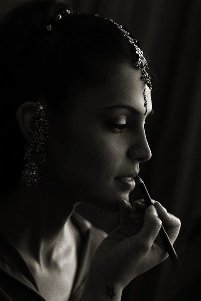 Black and White Portrait of an Indian Bride