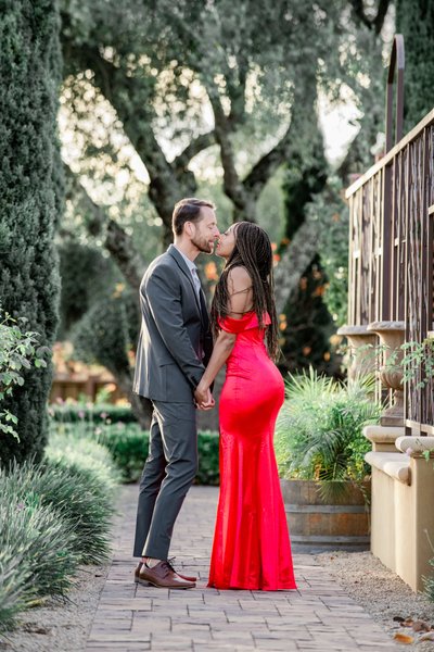 red dress couple portrait