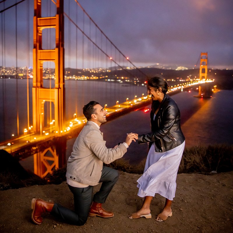Battery Spencer proposal with Golden Gate Bridge view