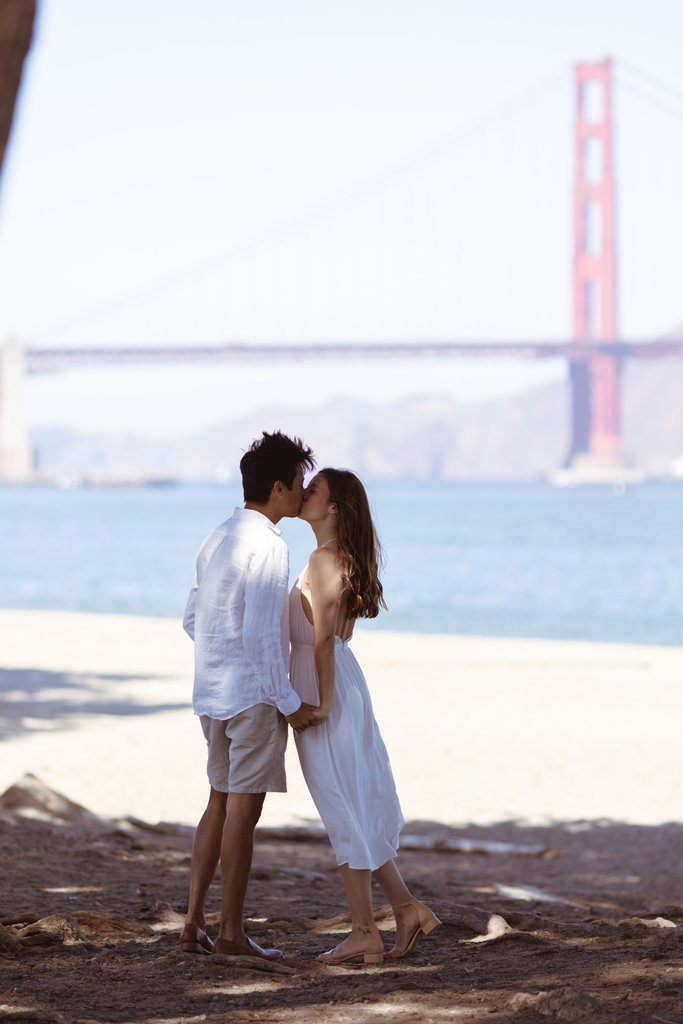 Crissy Field engagement portraits after a surprise proposal in San Francisco