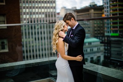 Kimpton Hotel Monaco Pittsburgh Real Wedding Photos - Bride and groom first look